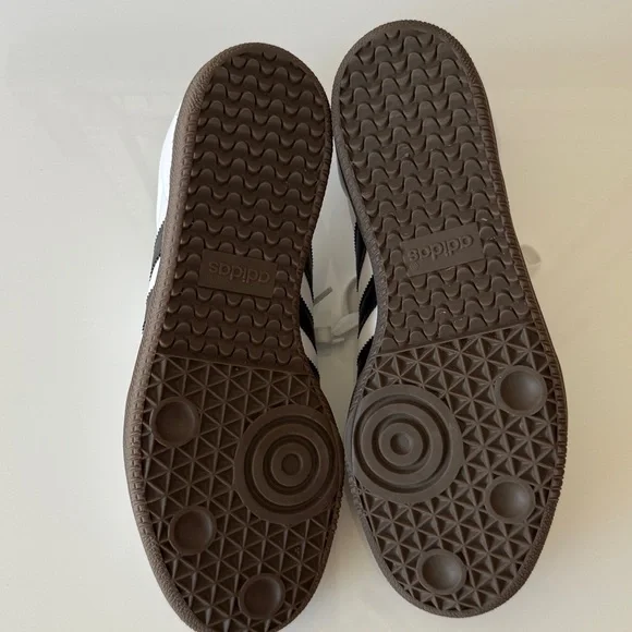 Adidas Classic White Leather Black Striped Samba Gum Sole Mens Sneakers 7 1/2 - Picture 10 of 11